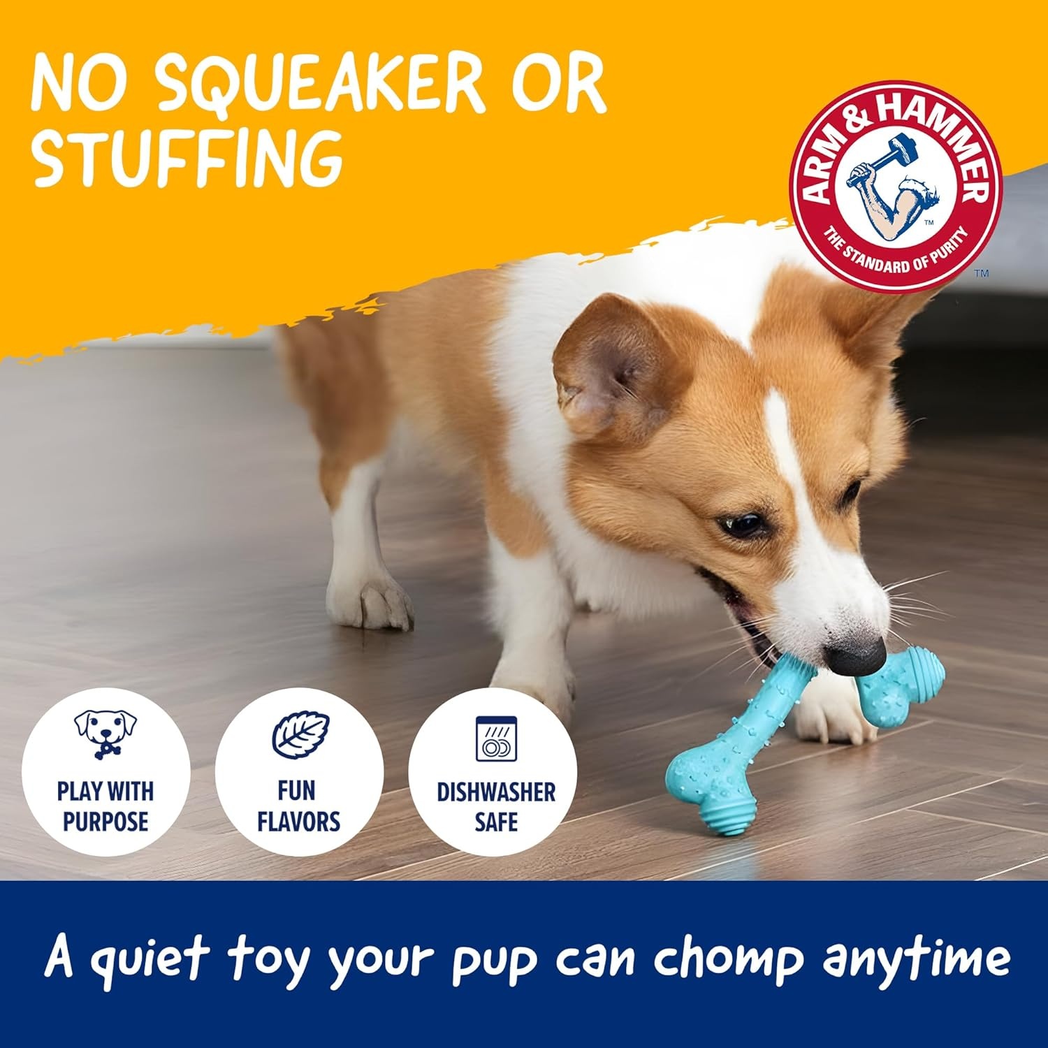 image:imageArm amp Hammer Nubbies TBone Dental Chew Toy Peanut Butter Flavor Textured Toy Helps Clean Teeth Supports Oral Care for Dogs Up to 35 Lbs 24 Pack NonEdible Supervised Daily Chewing at HomeBlue TBone