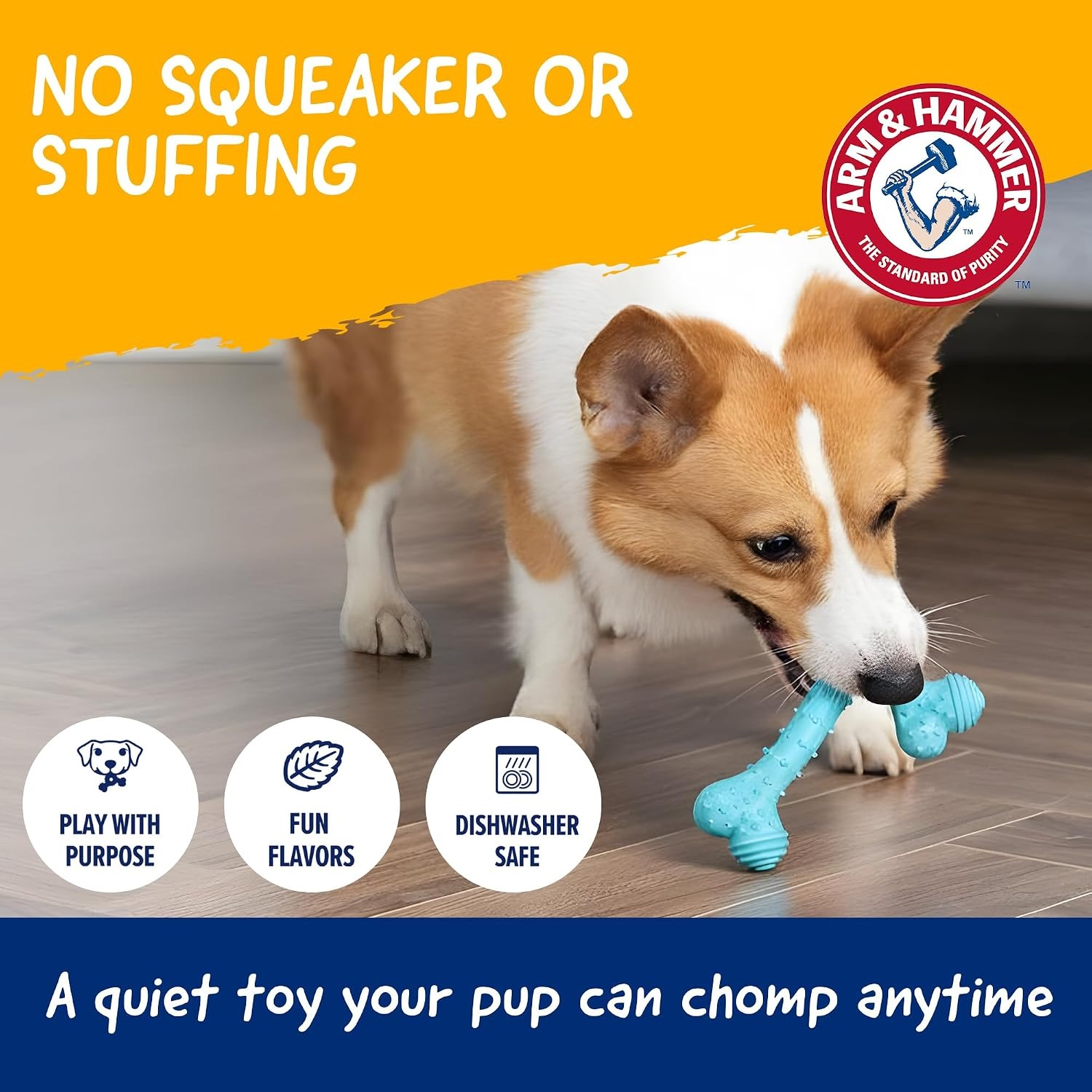 image:imageArm amp Hammer Nubbies TBone Dental Chew Toy Peanut Butter Flavor Textured Toy Helps Clean Teeth Supports Oral Care for Dogs Up to 35 Lbs 24 Pack NonEdible Supervised Daily Chewing at HomeBlue TBone
