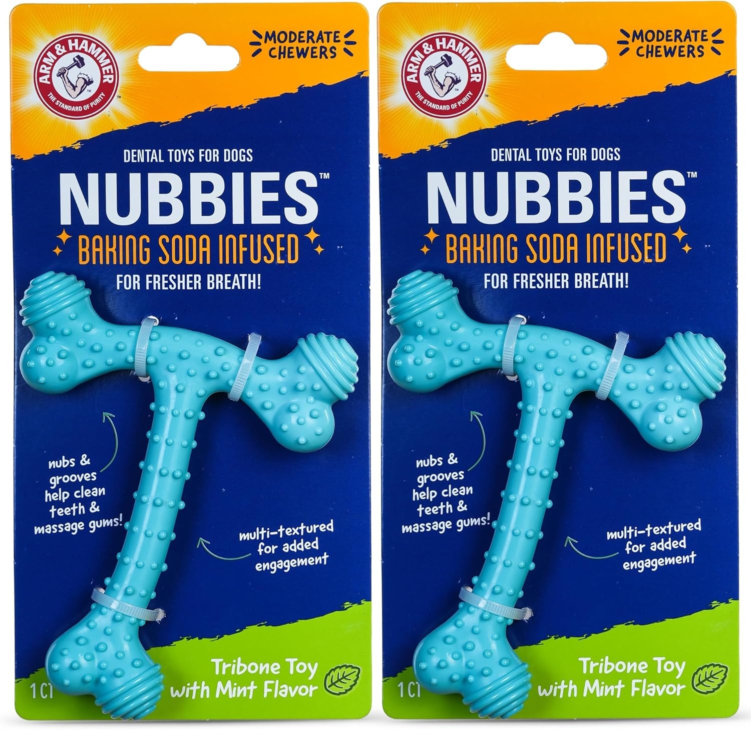 image:imageArm amp Hammer Nubbies TBone Dental Chew Toy Peanut Butter Flavor Textured Toy Helps Clean Teeth Supports Oral Care for Dogs Up to 35 Lbs 24 Pack NonEdible Supervised Daily Chewing at HomeBlue TBone