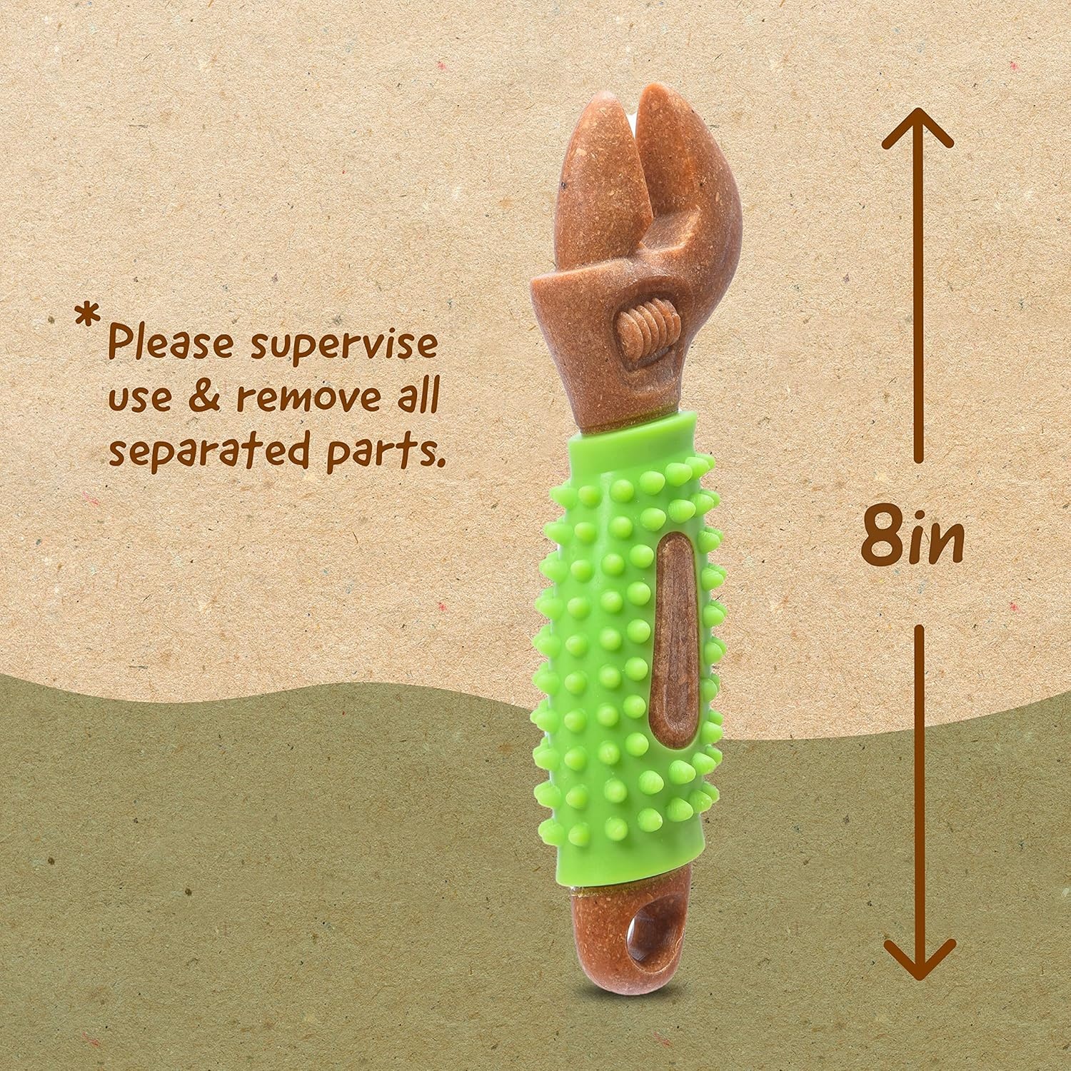 image:imageArm amp Hammer for Pets Chew Tools Collection Wood Blend Pliers Chew Toy for Dogs Compressed Wood with Baking Soda Safer amp Durable Alternative to Chewing Sticks 7 InchWrench