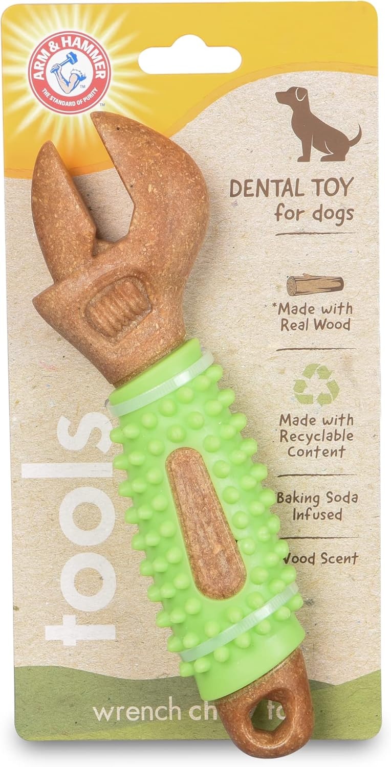 image:imageArm amp Hammer for Pets Chew Tools Collection Wood Blend Pliers Chew Toy for Dogs Compressed Wood with Baking Soda Safer amp Durable Alternative to Chewing Sticks 7 InchWrench