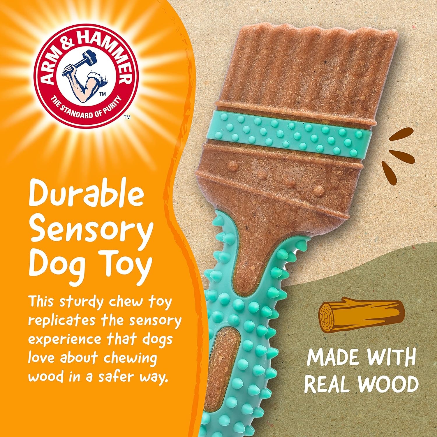 image:imageArm amp Hammer for Pets Chew Tools Collection Wood Blend Pliers Chew Toy for Dogs Compressed Wood with Baking Soda Safer amp Durable Alternative to Chewing Sticks 7 InchPaintbrush