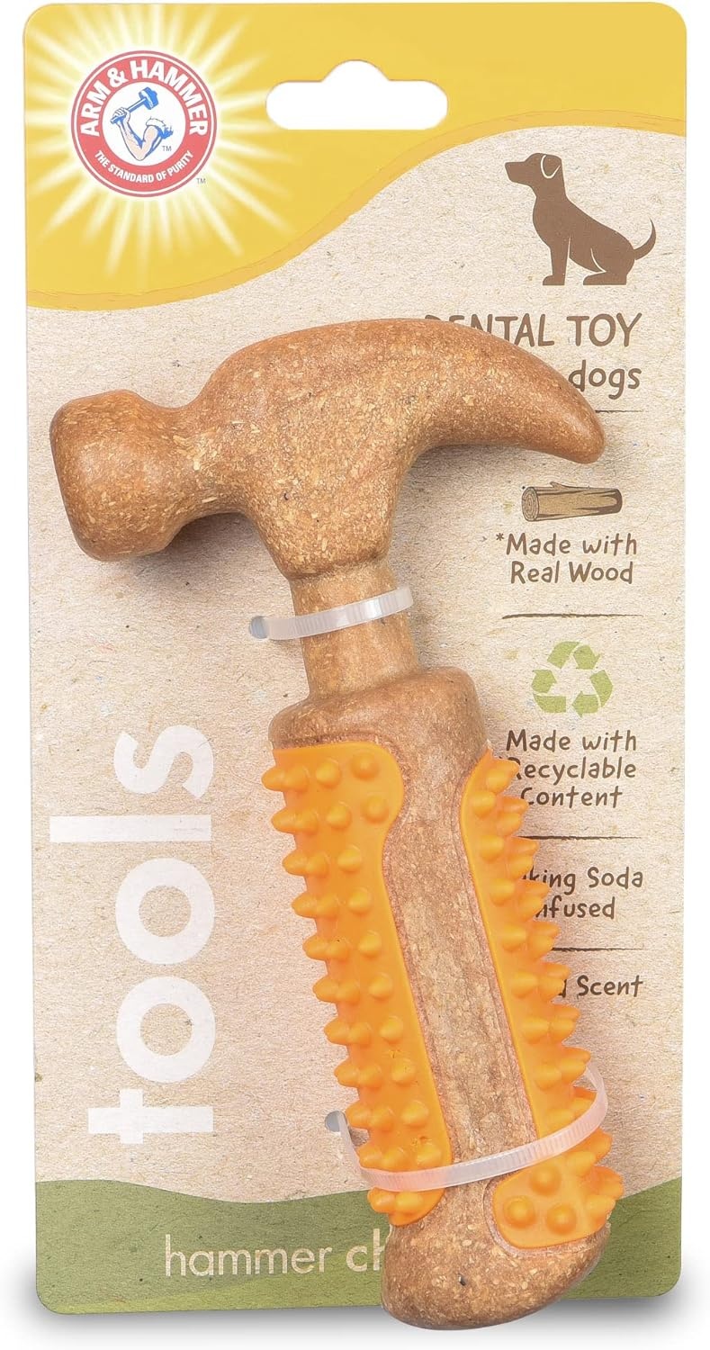 image:imageArm amp Hammer for Pets Chew Tools Collection Wood Blend Pliers Chew Toy for Dogs Compressed Wood with Baking Soda Safer amp Durable Alternative to Chewing Sticks 7 InchHammer