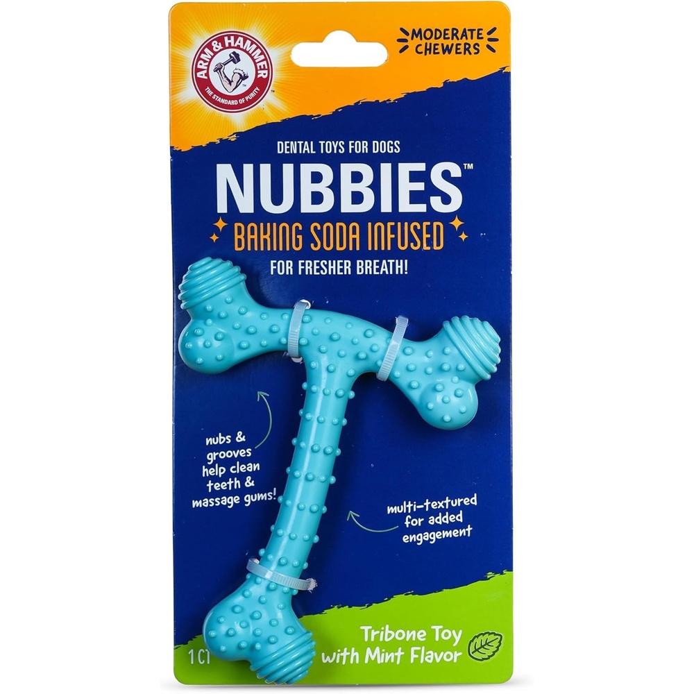 image:imageArm amp Hammer Nubbies TBone Dental Chew Toy Peanut Butter Flavor Textured Toy Helps Clean Teeth Supports Oral Care for Dogs Up to 35 Lbs 24 Pack NonEdible Supervised Daily Chewing at HomeBlue TBone